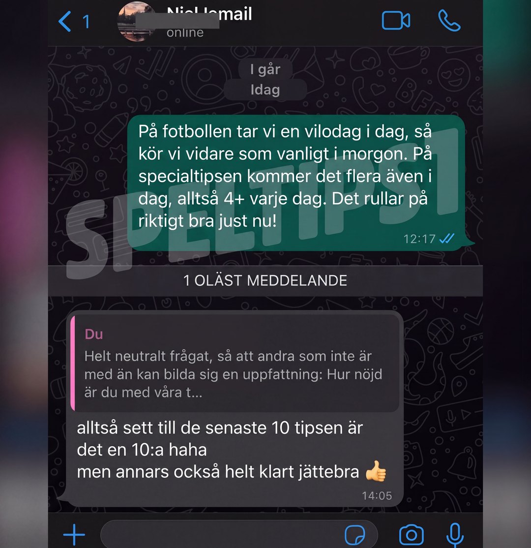 Skärmdump från kund